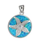 Paradise Collection Sterling Silver Blue Opal Sand Dollar Pendant
