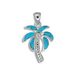 Paradise Collection Sterling Silver Turquoise Palm Tree Pendant