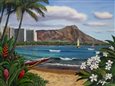 Lynne Domokos-Boyer Waikiki Beach Memories (Art Print)