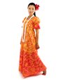 Gradation Medley Orange Poly Cotton Hawaiian Long Muumuu Dress