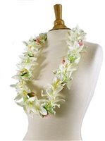 White & Pink Vanda orchid with rose Lei