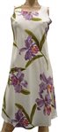 Paradise Found Double Orchid White Rayon Hawaiian A-Line Tank Short Dress