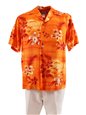 Two Palms Moonlight Scenic Orange Rayon Men&#39;s Hawaiian Shirt