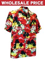[Wholesale] Pacific Legend Sunset Red Cotton Men's Hawaiian Shirt
