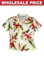 [Wholesale] Two Palms Sonic Beige Rayon Women's Hawaiian Shirt