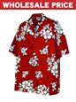 [Wholesale] Pacific Legend White Hibiscus Red Cotton Men&#39;s Hawaiian Shirt