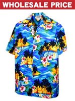 [Wholesale] Pacific Legend Sunset Blue Cotton Men's Hawaiian Shirt
