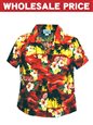 [Wholesale] Pacific Legend Sunset Red Cotton Women&#39;s Fitted Hawaiian Shirt