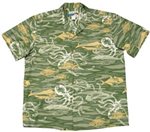 Waimea Casuals Deep Sea Sage Cotton Men's Hawaiian Shirt