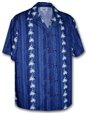 Pacific Legend Palm Tree Navy Cotton Boys Junior Hawaiian Shirt