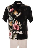 Royal Hawaiian Creations メンズ アロハシャツ [トロピカルフラワー/ブラック/レーヨン]