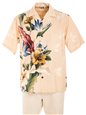 Royal Hawaiian Creations Tropical Flowers Cream Rayon Men's Hawaiian Shirt
