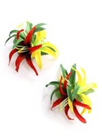 Yellow & Red & Green Spider Lily Keiki Hair Clip 2.75" 2Piece Set