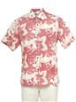 Two Palms Orchid Monstera Red Cotton Men&#39;s Reverse Printing Hawaiian Shirt