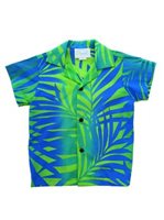 [Exclusive] Anuenue Ginger Lime & Turquoise Poly Cotton Boys Hawaiian Shirt