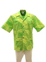 Monstera Kiwi Poly Cotton Men's Open Collar Hawaiian Shirt