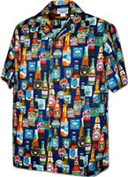 Pacific Legend Chilled Beer Navy Cotton Men's Hawaiian Shirt