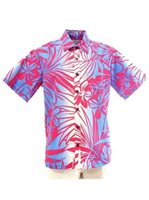 [Exclusive] Anuenue Hibiscus & Plumeria Fuchsia & Cream Poly Cotton Men's Hawaiian Shirt