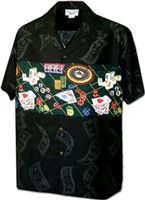 Pacific Legend Game Black Cotton Men's Hawaiian Shirt
