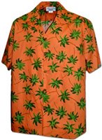 Pacific Legend Palm Tree Orange Cotton Men's Hawaiian Shirt
