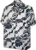 [Plus Size] Pacific Legend Monstera White Cotton Men's Hawaiian Shirt