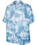 [Plus Size] Pacific Legend Yacht Slate Cotton Men's Hawaiian Shirt