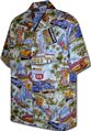 [Plus Size] Pacific Legend Route 66 Blue Cotton Men&#39;s Hawaiian Shirt