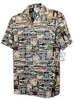 Pacific Legend Tapa Brown Cotton Men's Hawaiian Shirt