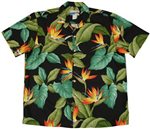 Waimea Casuals Airbrush Bird of paradise Black Cotton Men's Hawaiian Shirt