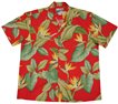 Waimea Casuals Airbrush Bird of paradise Red Cotton Men&#39;s Hawaiian Shirt