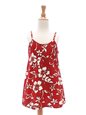 Hilo Hattie Classic Hibiscus Pareo Red Cotton Girls Hawaiian Spaghetti Strap Dress