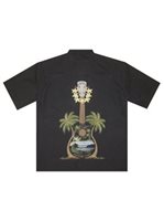 Bamboo Cay Paradise Tunes Black Modal/Polyester Men's Hawaiian Shirt