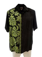 Hilo Hattie Prince Kuhio Black & Green Rayon Men's Hawaiian Shirt
