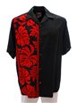 Hilo Hattie Prince Kuhio Black &amp; Red Rayon Men&#39;s Hawaiian Shirt