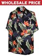 [Wholesale] Pacific Legend Bird of Paradise Black Cotton Men&#39;s Hawaiian Shirt