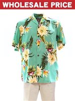 [Wholesale] Two Palms Ceres Green Rayon Men's Hawaiian Shirt