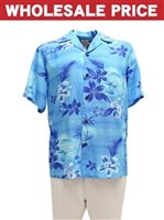 [Wholesale] Two Palms Moonlight Scenic Blue Rayon Men's Hawaiian Shirt
