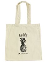 Anuenue Aloha Pineapple Cotton Canvas Tote Bag
