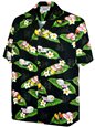Pacific Legend Sushi Black Cotton Men&#39;s Hawaiian Shirt