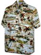 Pacific Legend Golf Khaki Cotton Men&#39;s Hawaiian Shirt