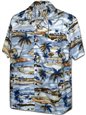 Pacific Legend Golf Blue Cotton Men&#39;s Hawaiian Shirt