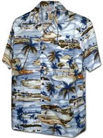 Pacific Legend Golf Blue Cotton Men's Hawaiian Shirt