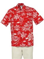 Two Palms Love Shack Red Cotton Men's Hawaiian Shirt