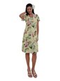 Paradise Found Orchid Bamboo Yellow Rayon Hawaiian A-Line with sleeves Short Dress