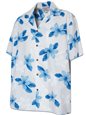 Pacific Legend Plumeria Blue Cotton Men&#39;s Hawaiian Shirt