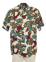 Hilo Hattie Red Ginger  Cream Rayon Men's Hawaiian Shirt