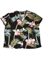 Paradise Found Orchid Bamboo Black Rayon Women's V-neck Blouse