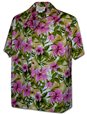 Pacific Legend Hibiscus&amp;Leaves Pink Cotton Men&#39;s Hawaiian Shirt