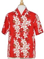 Two Palms Vintage Plumeria Red Cotton Men's Hawaiian Shirt