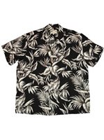 Paradise Found Tropical Paradise Black Rayon Men's Hawaiian Shirt